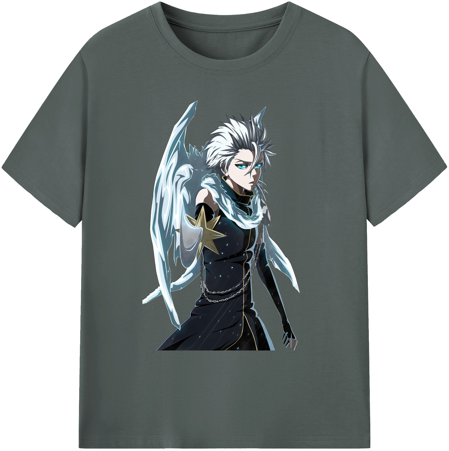 （画像用） ブリーチ 日番谷冬獅郎（ひつがや とうしろう） BLEACH Hitsugaya Toushirou 綿100％ メンズ半袖Tシャツ｜肌触りやわらか＆通気性